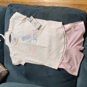 Adidas 2 piece girls shirt & shorts size 5 NWT